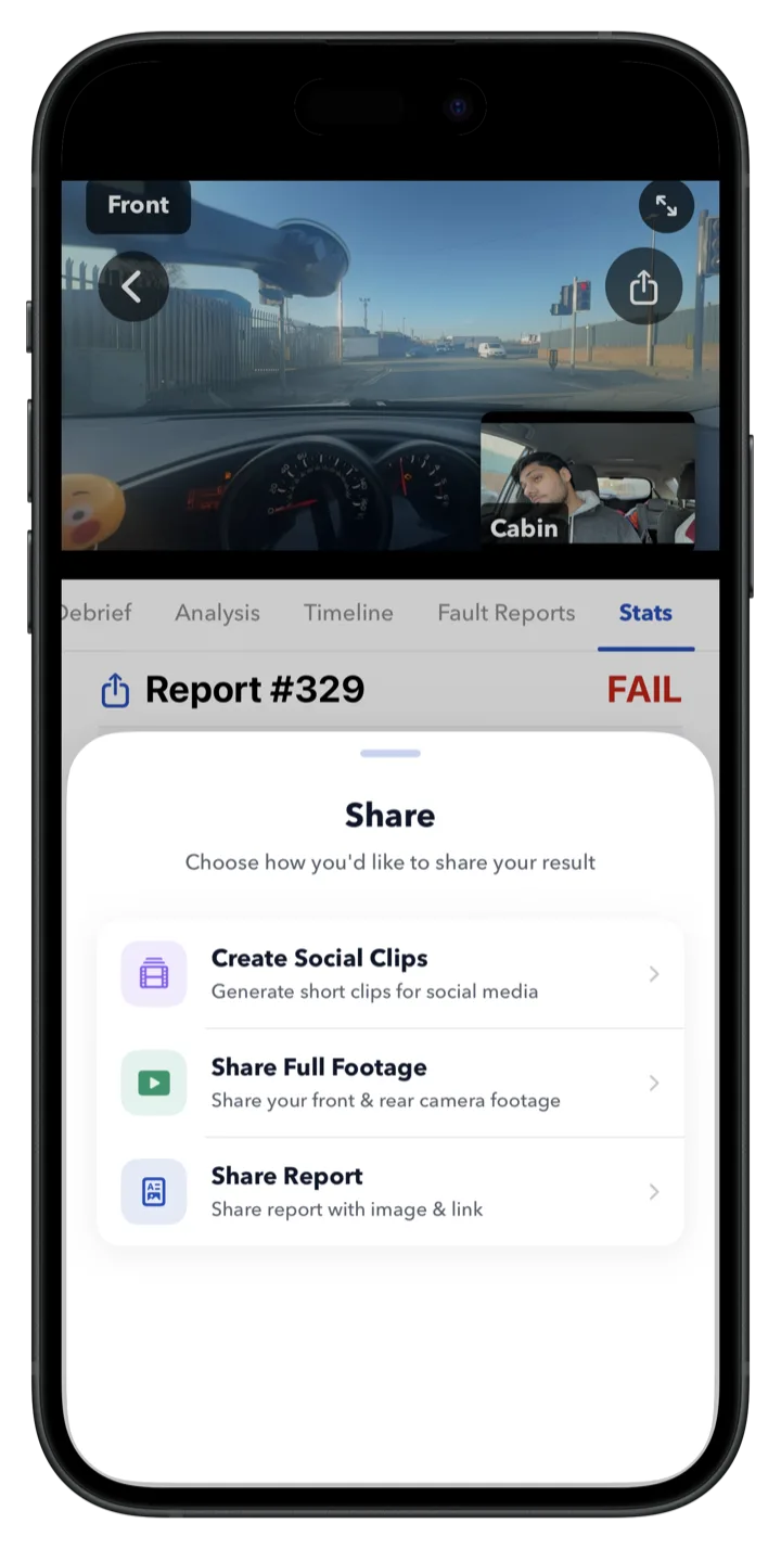 Share sheet with clips and full footage